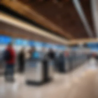 Travelers checking in at the registration counters