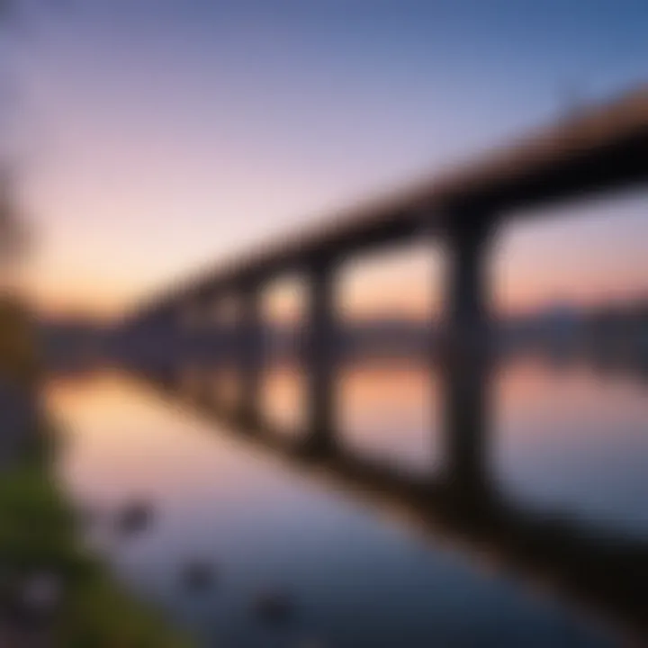 A striking view of the Kantemirovsky Bridge at dawn