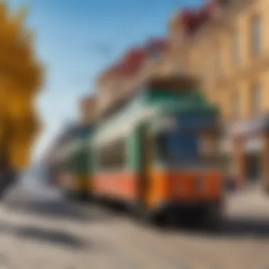 Tram passing through a historic district in Khabarovsk