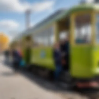 Passengers using tram service in Khabarovsk