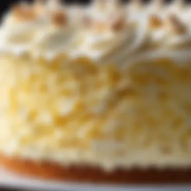 Close-up view of the unique texture of the cream cake