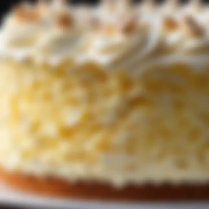 Close-up view of the unique texture of the cream cake