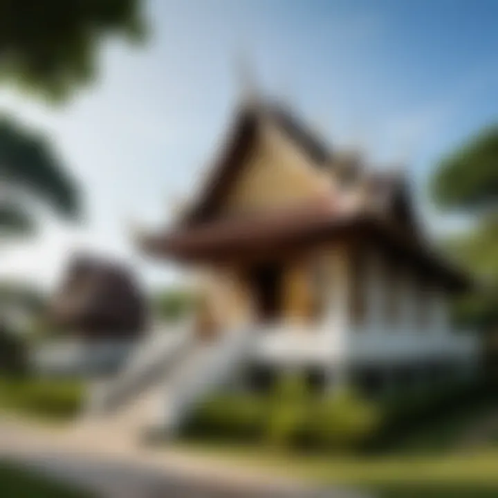 An artistic representation of traditional Thai architecture