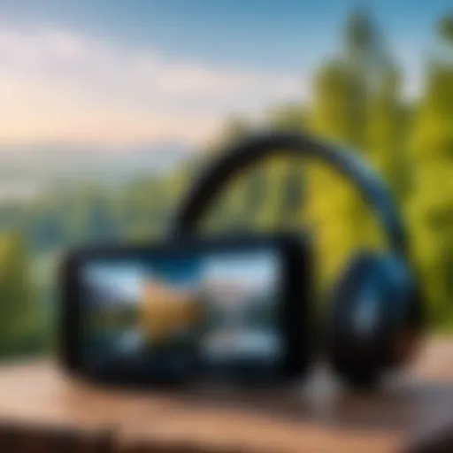 Listening to music on a modern streaming platform.