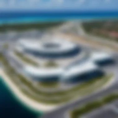 Aerial view of Maldives International Airport showcasing its modern architecture