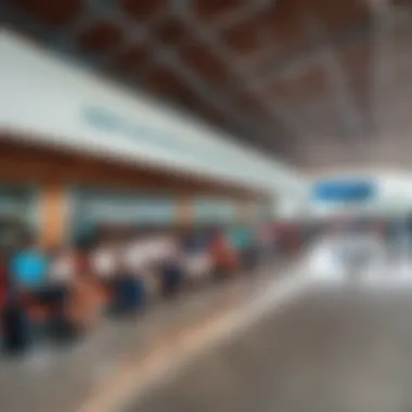 Departure lounge filled with travelers at Maldives International Airport