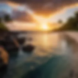 Stunning view of Mauritius coastline at sunset