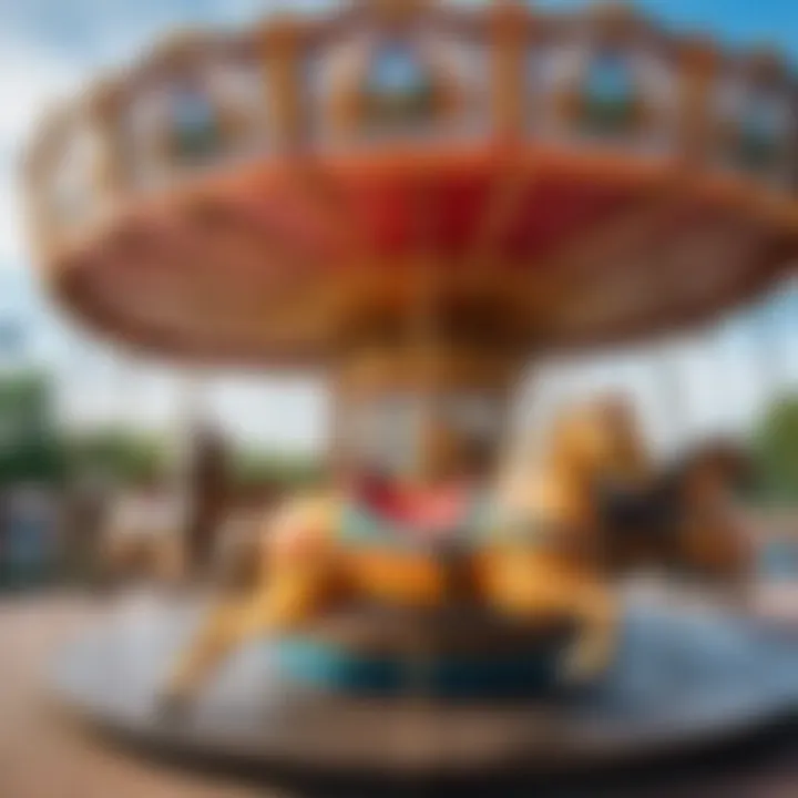 Colorful carousel in the heart of the park attracting visitors