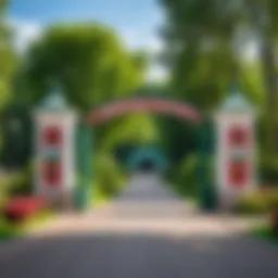 Entrance of Minsk Zoo with vibrant greenery