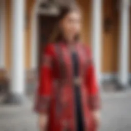 Stylish Belarusian clothing collection showcased on a model