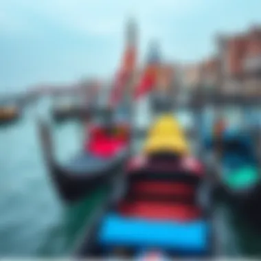 Modern Tourism Featuring Gondolas in Venice Modern tourism in Venice featuring colorful gondolas