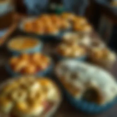 Variety of pies displayed on a wooden table