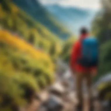 Adventurous hikers exploring rocky trails in the mountains