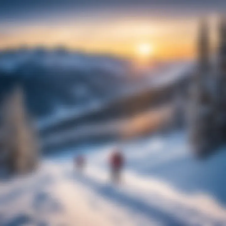 Group of tourists engaging in winter sports activities