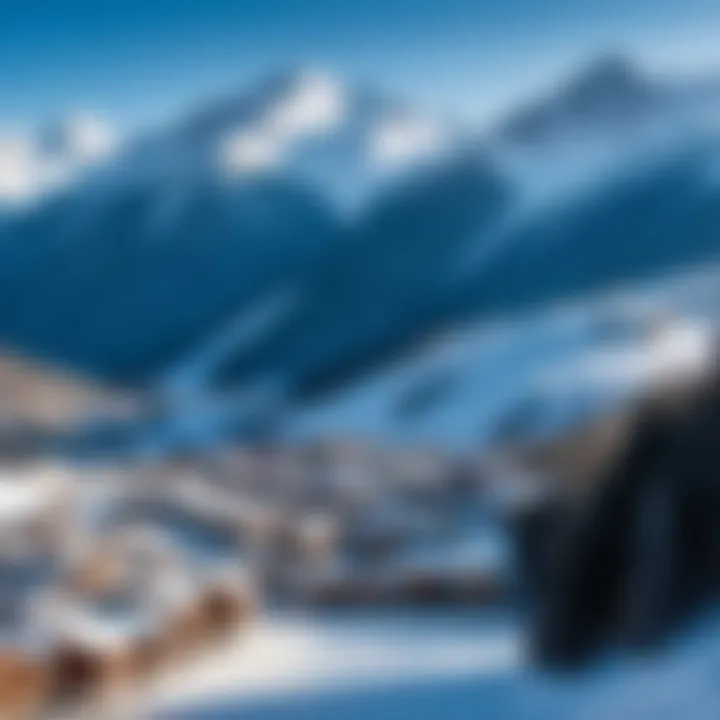 View of a ski resort surrounded by mountains