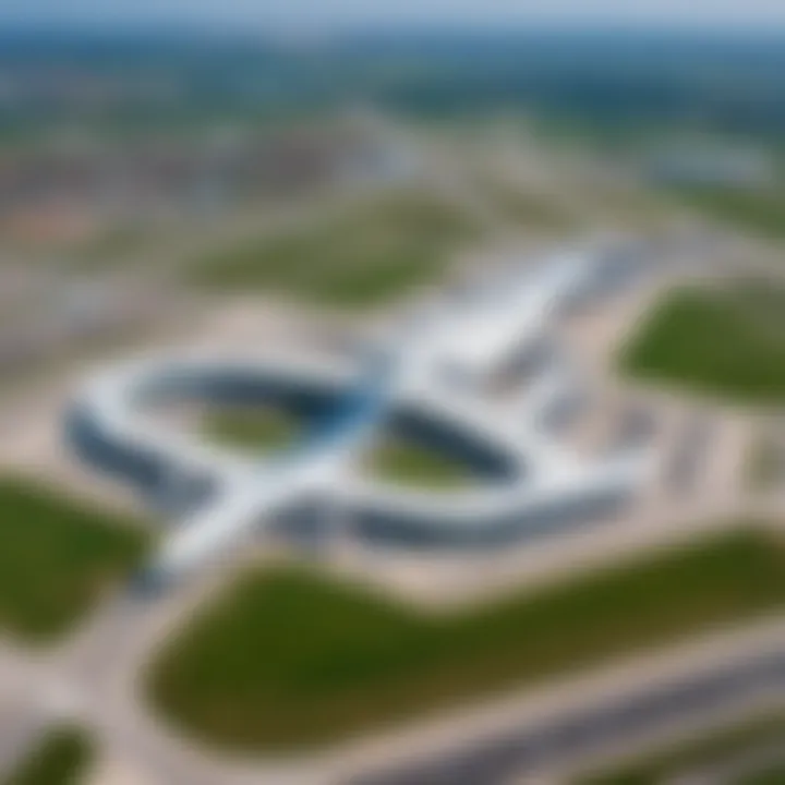 Aerial view of Mru International Airport showcasing its modern architecture