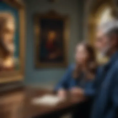 Visitors exploring the museum's collection while discussing themes of belief and non-belief