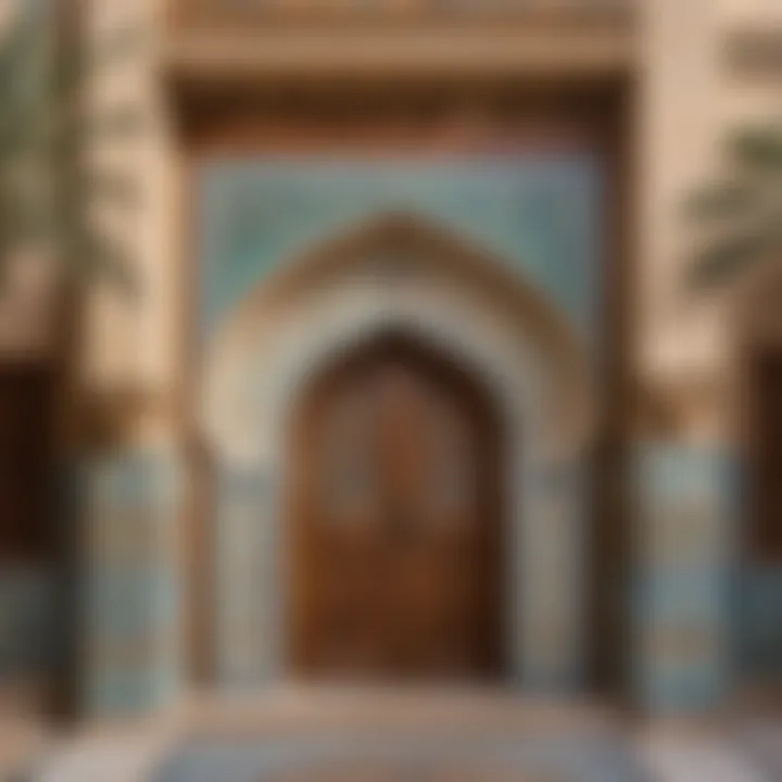 An intricate display of traditional Arabian architecture with beautiful mosaics in the heart of Old Dubai.