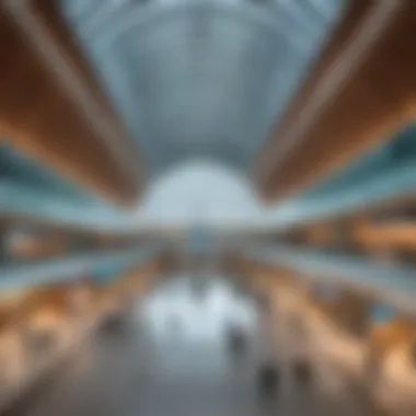 Interior view of the main terminal highlighting modern architecture