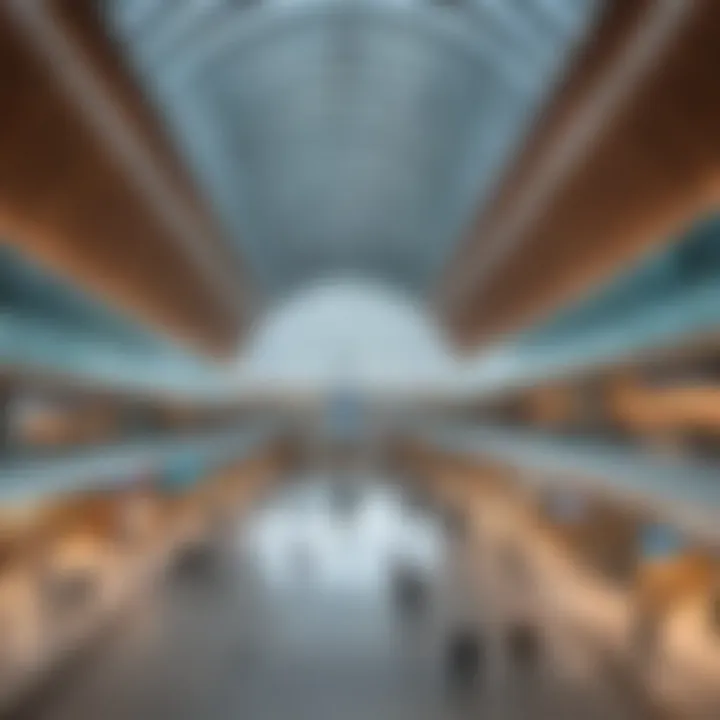 Interior view of the main terminal highlighting modern architecture