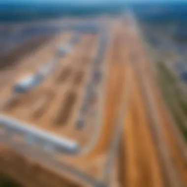 Aerial view of the new Tyumen airport construction site