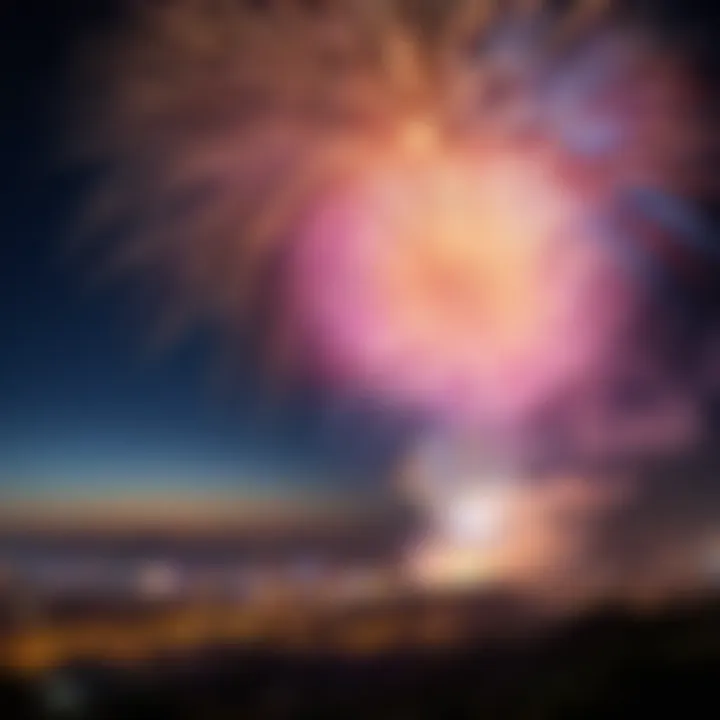 Colorful fireworks illuminating the night sky during New Year festivities