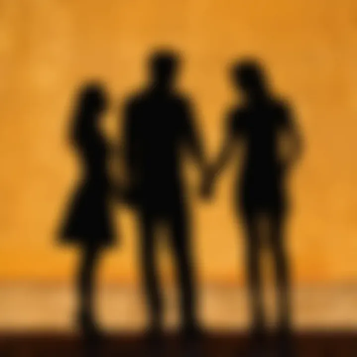 A couple's shadow on a wall, illustrating memories