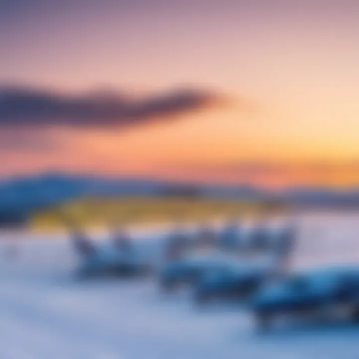 A scenic view of Novosibirsk airport during sunset