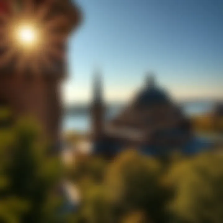 Tourist attractions in Novosibirsk bathed in sunlight