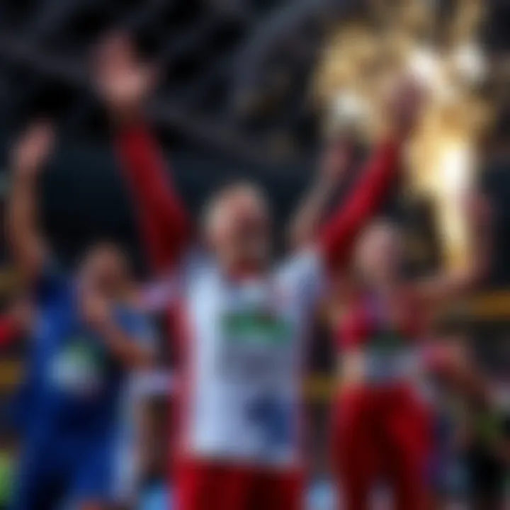 Athletes celebrating their victories during the games