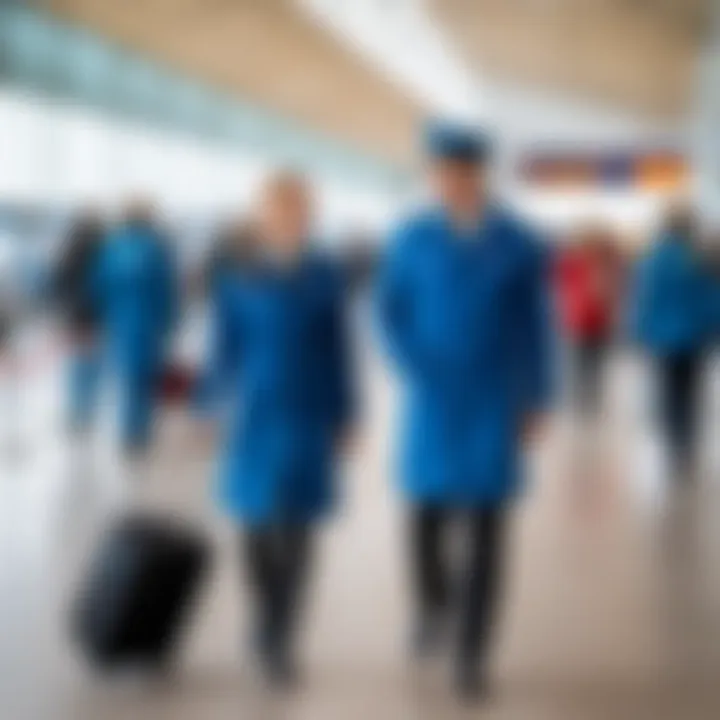 Airport staff assisting passengers at Omsk