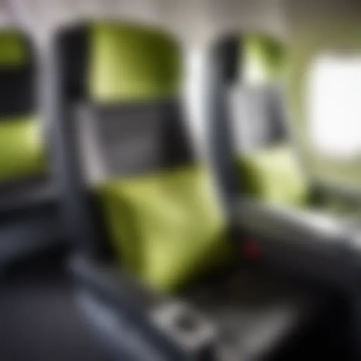 Close-up of legroom and amenities in S7 Airlines seat