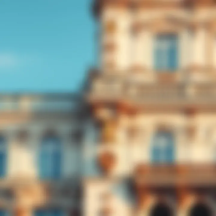 Close-up of architectural details on the facade of Oranienbaum Palace