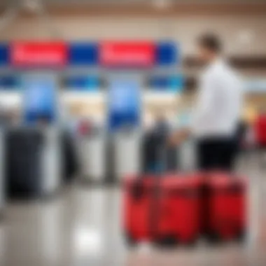 Passenger checking luggage at the airport