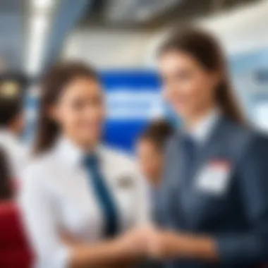 Passenger consulting with airline staff