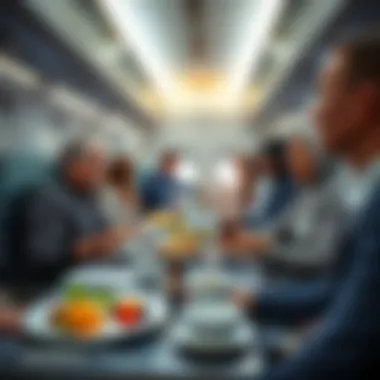 Passengers enjoying their meals during a flight
