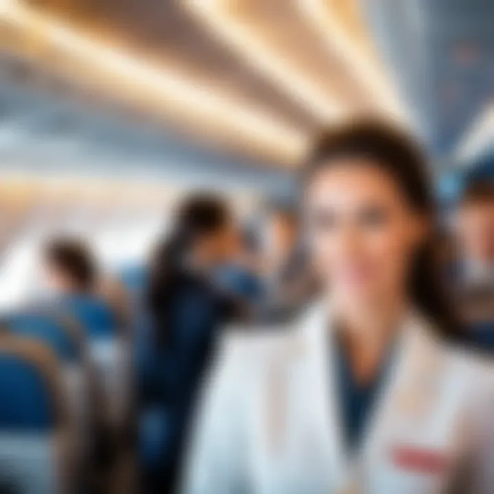 Flight attendants assisting passengers onboard