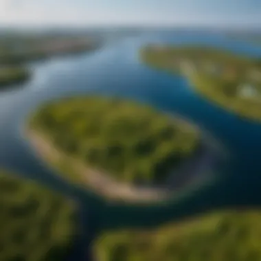 An aerial perspective of Rabbit Island highlighting its unique landscape and surroundings