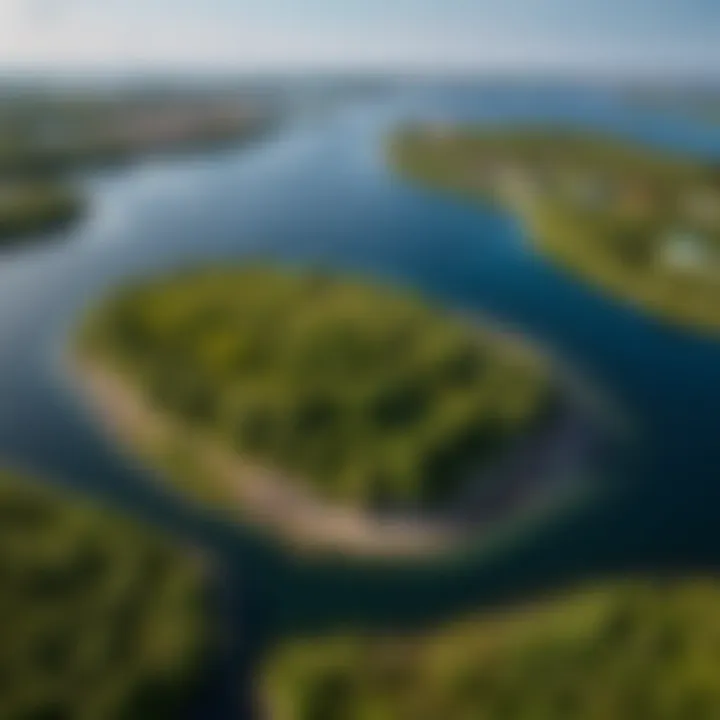 An aerial perspective of Rabbit Island highlighting its unique landscape and surroundings