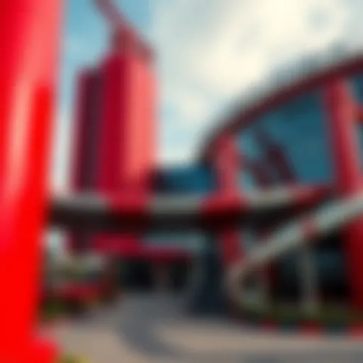 Dynamic view of the Red Force attraction showcasing its architectural brilliance