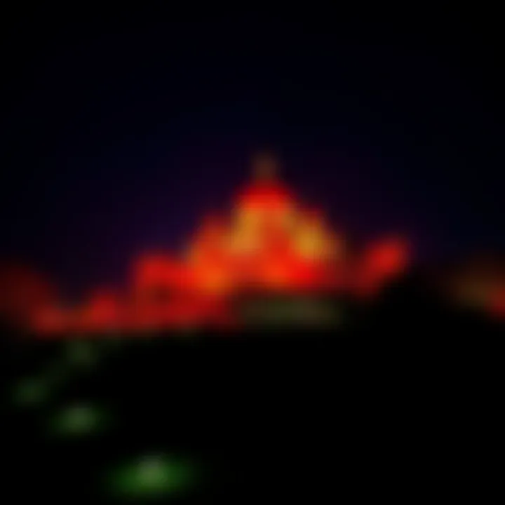 Night illumination of Red Force creating a magical atmosphere