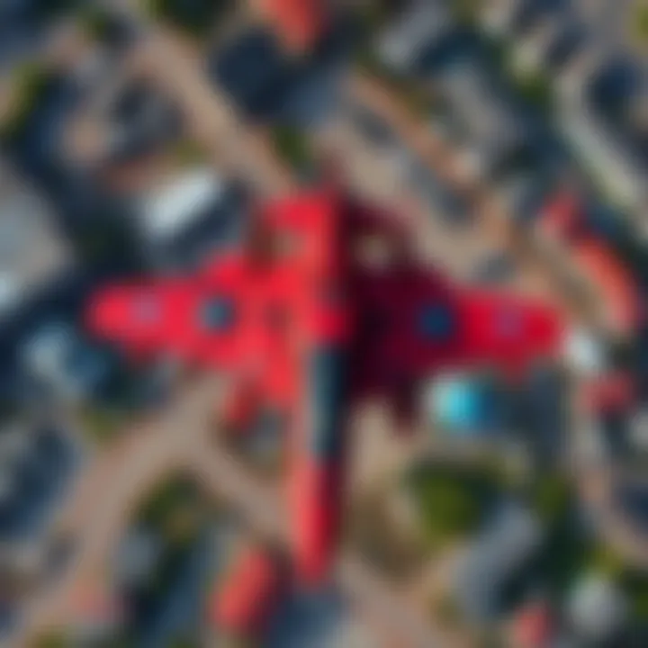 Aerial perspective of Red Force highlighting its technological marvels