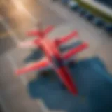 Aerial view of Red Wings aircraft at an airport