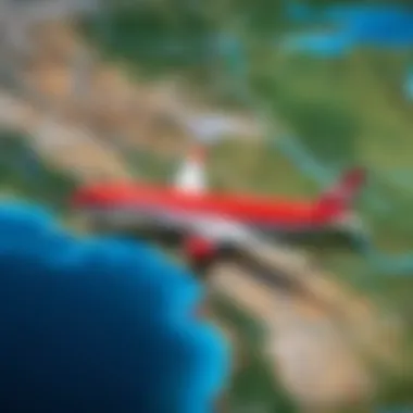 A view of Red Wings Airlines destinations map