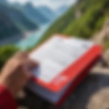 Traveler preparing documents for travel