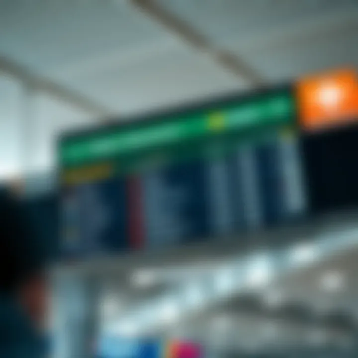 Flight Information Display An airport departure board displaying flight information