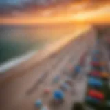 Aerial view of Rimini beach during sunset