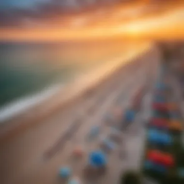 Aerial view of Rimini beach during sunset