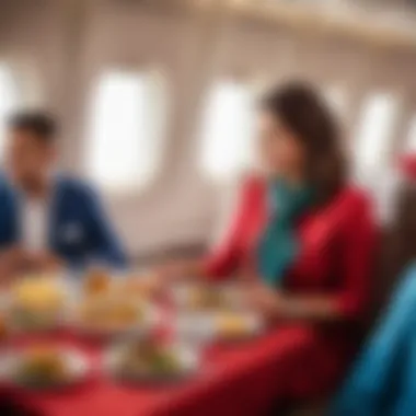 Passengers enjoying a meal on a Royal Air Maroc flight