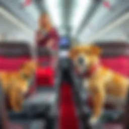 Comfortable pet travel setup in an airplane cabin